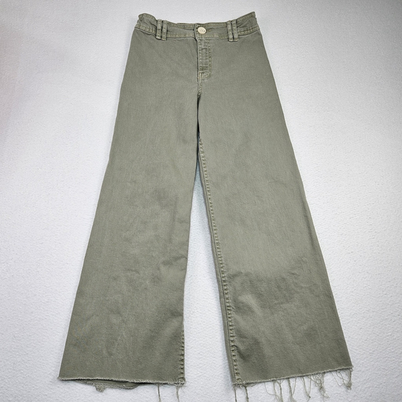 Zara High Rise Marine Wide Leg Raw Hem Pants Girls Juniors Size 13-14 Adjustable - Picture 8 of 16